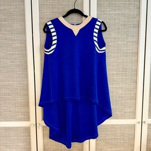 Roksanda Ilincic Sculptural Asymmetrical Top Blue Contrast Trim US 6